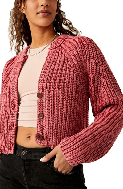 Shop Free People Sweet Nothing Cotton Cardigan In Cherry