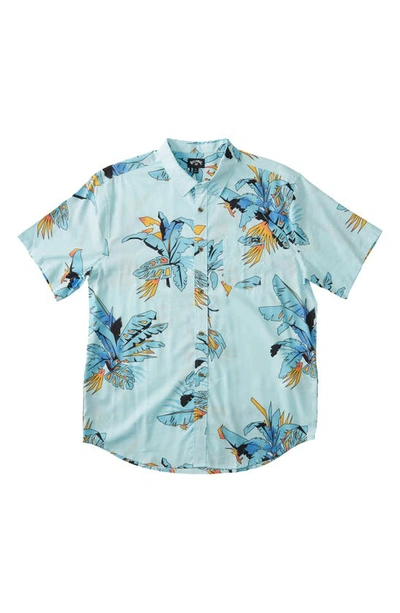Shop Billabong Kids' Sundays Short Sleeve Button-up Shirt In Coastal