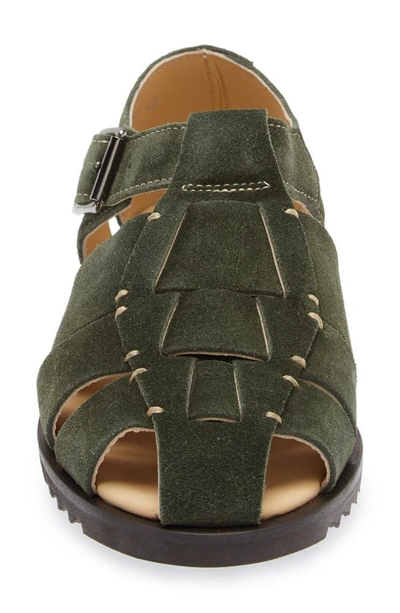 Shop Paraboot Pacific Fisherman Sandal In Velours Green