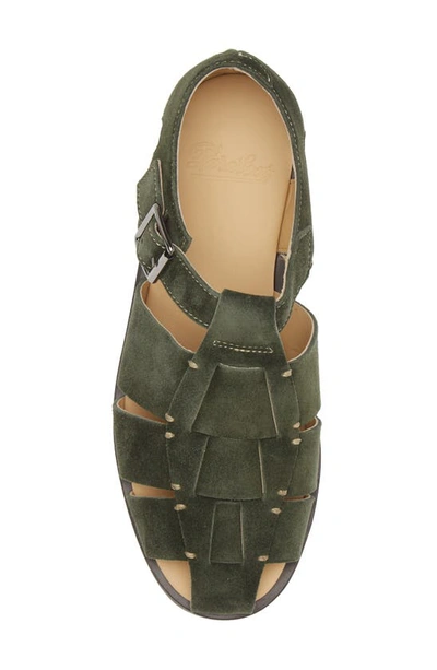 Shop Paraboot Pacific Fisherman Sandal In Velours Green