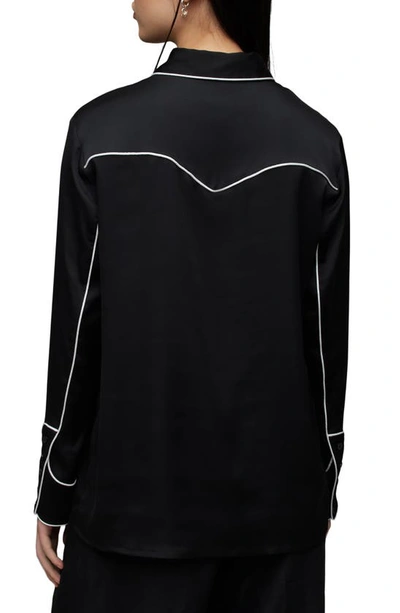Shop Allsaints Cece Shirt In Black/ White