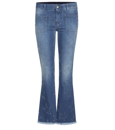 Stella Mccartney Distressed Flared Jeans In Deep Blue