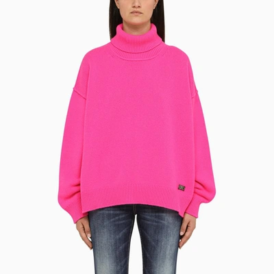 Shop Dsquared2 Fuchsia Wide Turtleneck In Pink
