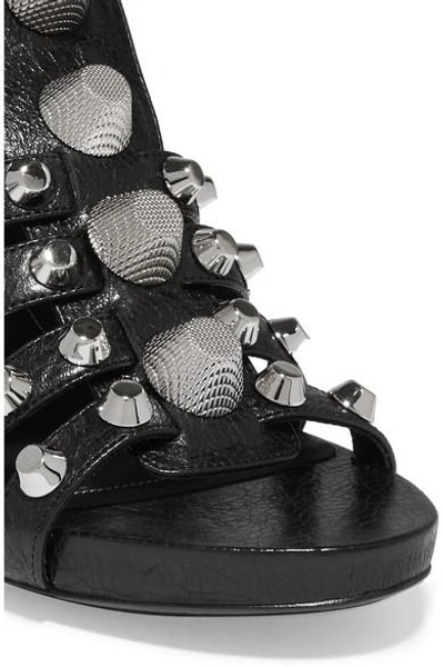 Shop Balenciaga Studded Textured-leather Sandals
