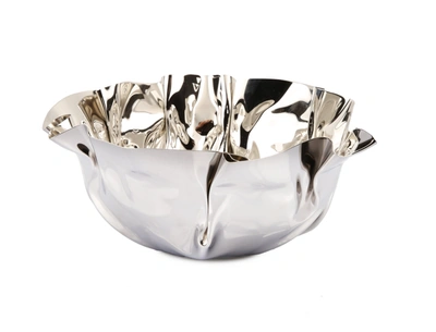 Shop Classic Touch Decor 9.5" Round Stainless Steel Wavy Design Serving Bowl