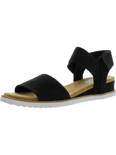 Shop Bobs From Skechers Desert Kiss Womens Slingback Ankle Strap Wedge Sandals In Black