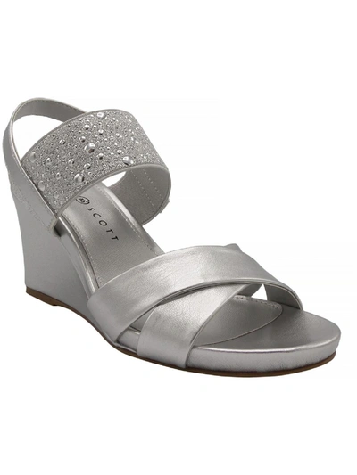 Shop Karen Scott Parrisa Womens Faux Leather Slide On Heel Sandals In Silver