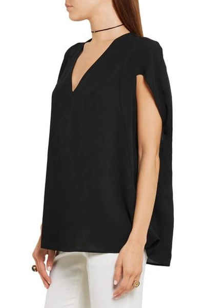 Shop Alexander Mcqueen Cape-effect Silk-crepe Top