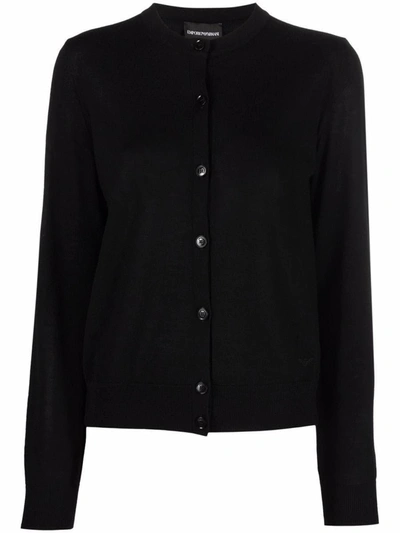Shop Emporio Armani Ea7  Wool Cardigan In Black