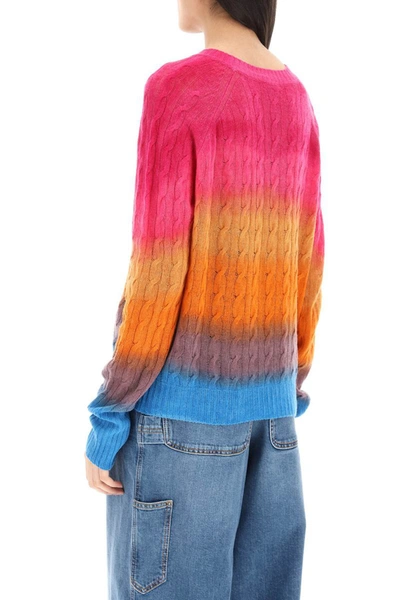 Shop Etro Gradient Wool Cable Knit Sweater In Multicolor