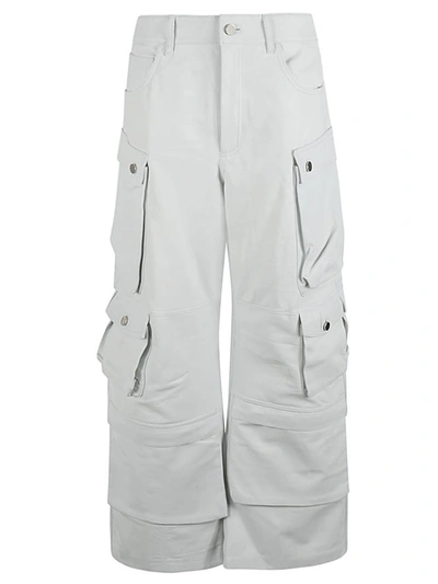 Shop Fermas.club Leather Cargo Pants In White