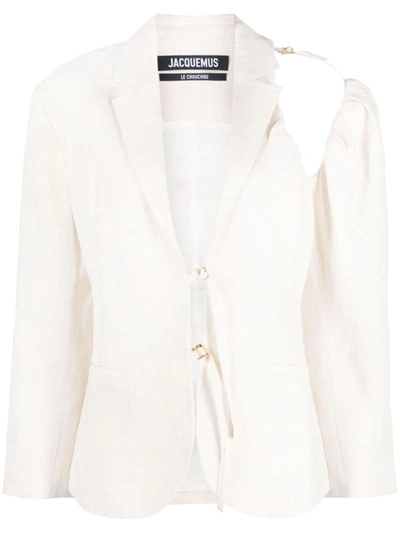 Shop Jacquemus La Veste Galliga Blazer Jacket In White