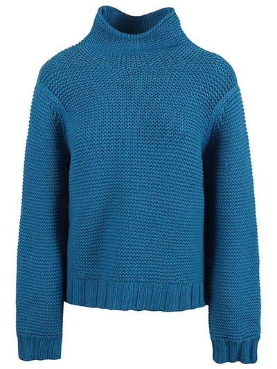 Shop Liviana Conti Wool Blend High Neck Jumper In Blue