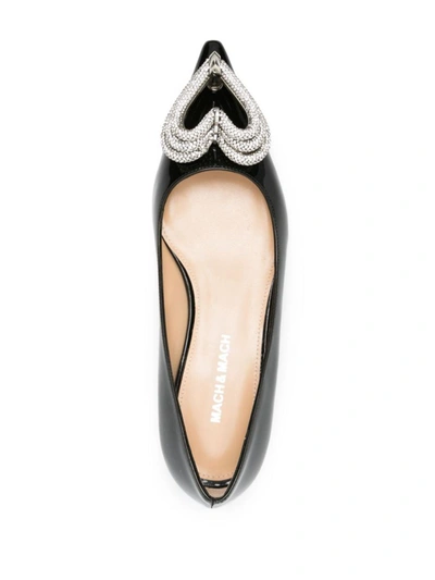 Shop Mach & Mach Triple Heart Crystal-embellished Patent Leather Ballet Flats In Black