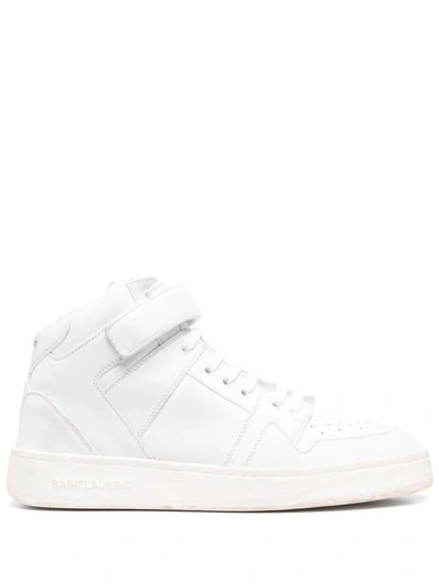 Shop Saint Laurent Lax Leather Sneakers In White