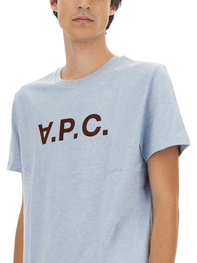 Shop Apc A.p.c. T-shirt With Logo In Blue