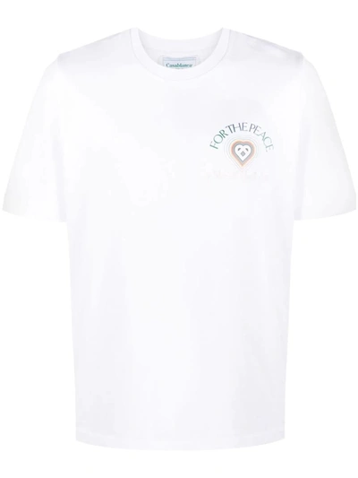 Shop Casablanca T-shirt For The Peace In White