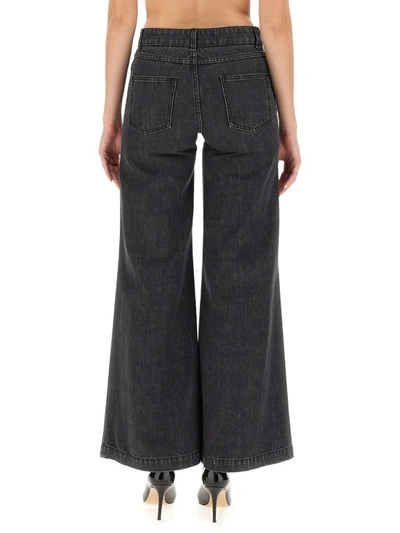 Shop Moschino Jeans Wide Leg In Black