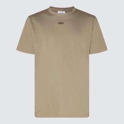 Shop Off-white Beige And Black Cotton T-shirt In Brown