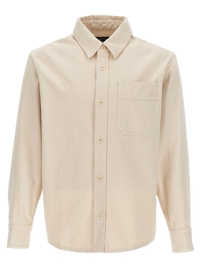 Apc A. P.c. Surchemise Basile Brodee Poitrine Overshirt Bae S In Beige