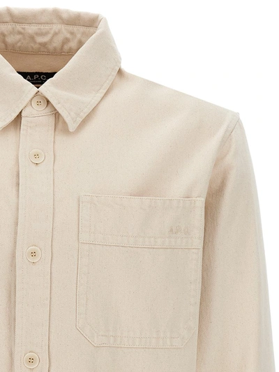 Apc A. P.c. Surchemise Basile Brodee Poitrine Overshirt Bae S In Beige