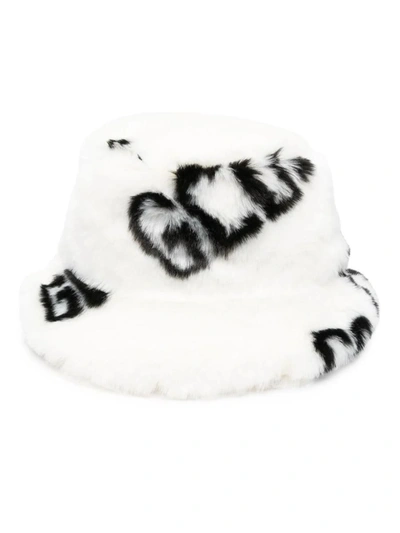 Shop Gcds Faux Fur Bucket Hat In White