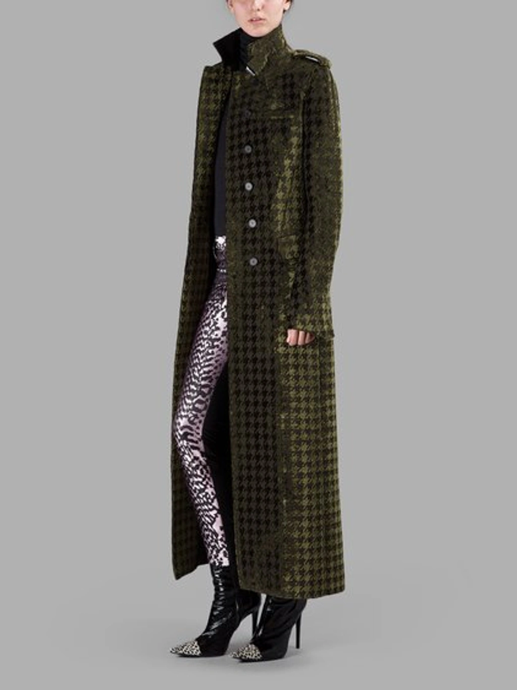 Haider Ackermann Hound's-tooth Velvet Fil Coupé Coat In Forest