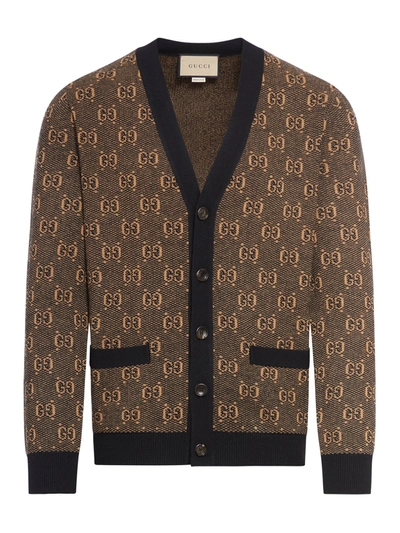 Shop Gucci Cardigan In Brown