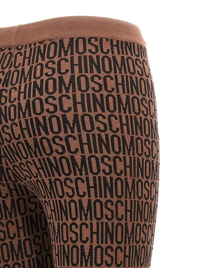 Shop Moschino Logo Leggings Brown