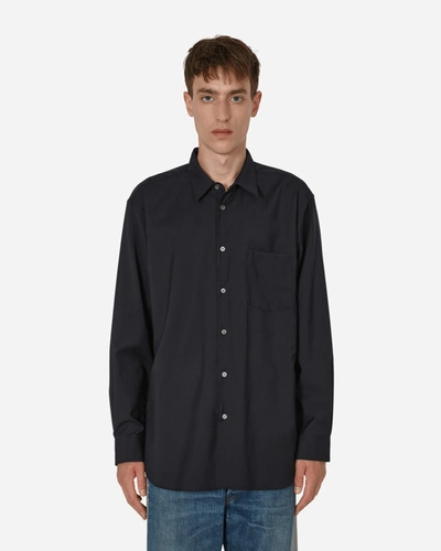 Shop Comme Des Garçons Shirt Wool Longsleeve Shirt Navy In Blue
