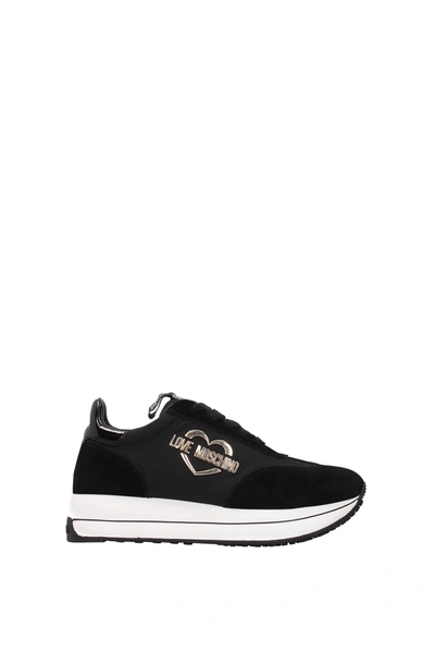 Shop Love Moschino Sneakers Suede Black