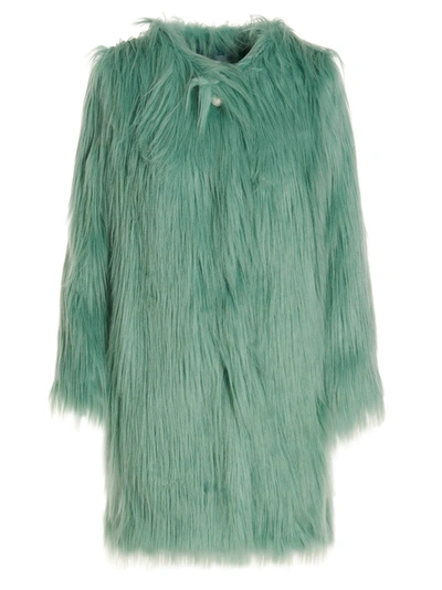 Shop Alabama Muse 'kate' Faux Fur Coat In Light Blue