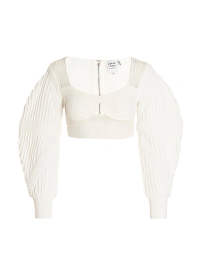 Shop Herve Leger Knit Bustier Top In White