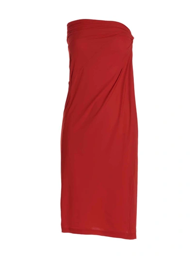 Shop Atlein Off-shoulder Dress In Red