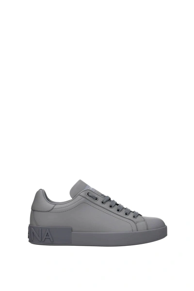 Shop Dolce & Gabbana Sneakers Leather Gray Anthracite