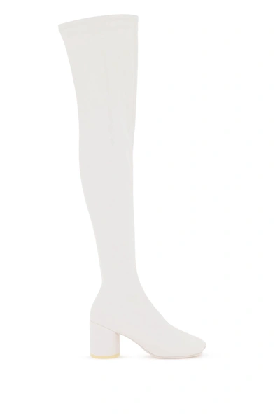 Shop Mm6 Maison Margiela Anatomic Thigh High Boots In White