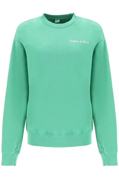 Shop Sporty And Rich Le Racquet Club Crew Neck Sweatshirt In Green