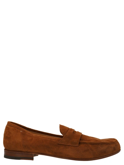 Shop Lidfort 'velvet' Loafers In Brown