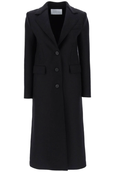 Shop Harris Wharf London Single Breasted Coat In Pressed Wool In Black