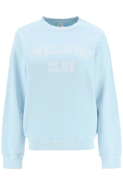 Shop Sporty And Rich Crew Neck Sweatshirt With Lettering Print In Light Blue