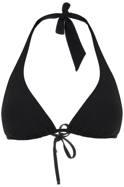 Shop Dolce & Gabbana Padded Triangle Bikini Top In Black