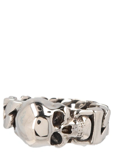 Shop Alexander Mcqueen 'skull' Ring In Silver