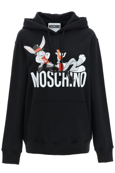 Shop Moschino Bugs Bunny Hoodie In Black
