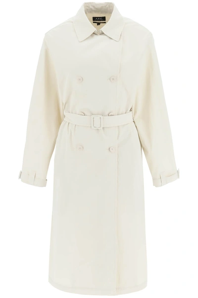 Shop Apc 'irene' Double Breasted Trench Coat In Beige