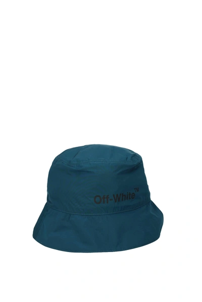 Shop Off-white Hats Polyester Blue Peacock