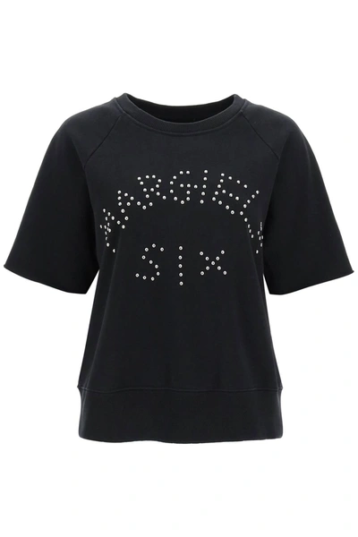 Shop Mm6 Maison Margiela Studded Lettering T Shirt In Black