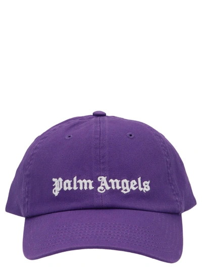 Shop Palm Angels Logo Cap In Purple