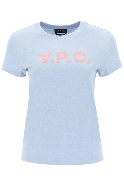 Shop Apc V.p.c. Logo T Shirt In Light Blue