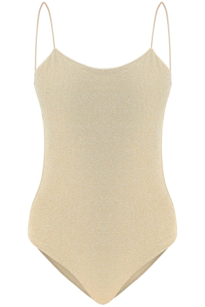Shop Oseree Lurex Swimsuit In Gold