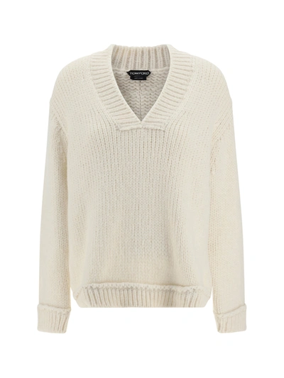 Shop Tom Ford Sweater In Chalk